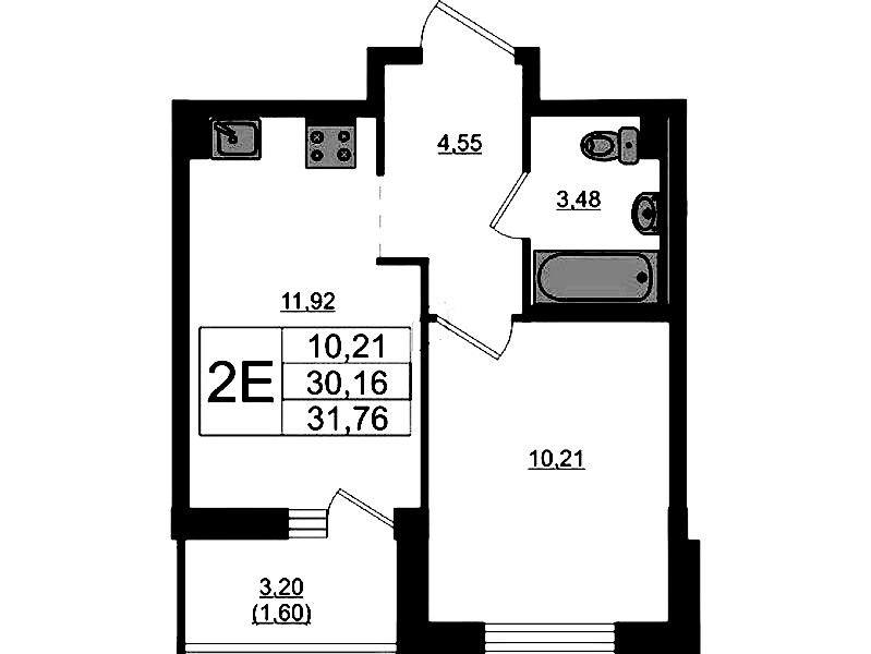 1-комнатная квартира 31.76 м², 9/17 эт., ЖК «Стороны Света 2»